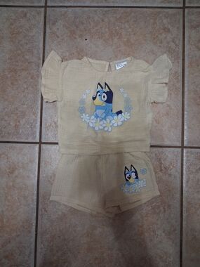 Bluey Two Piece Toddler Girl Short Set. Size 12 Months